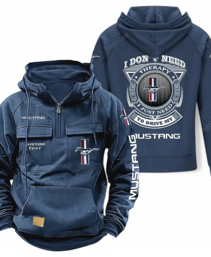 Performance Two-Door Tactical Quarter Zip Hoodie, Exclusive Logo Hoodie For Car Enthusiasts CAR106 - Dark Blue