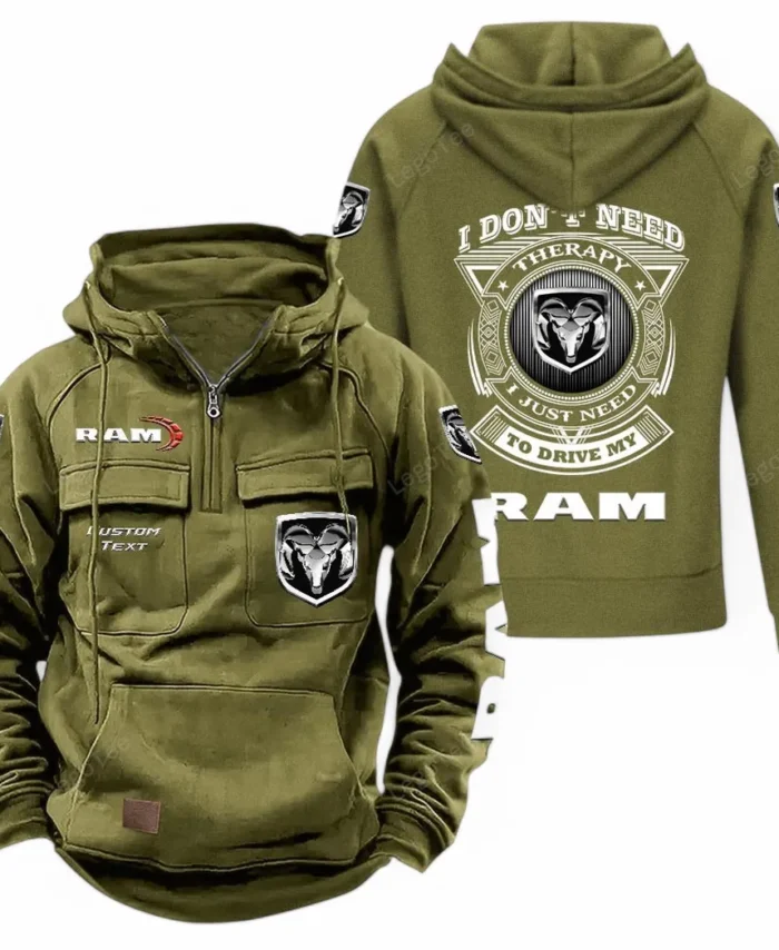 Power Pickup Line Tactical Quarter Zip Hoodie, Exclusive Logo Hoodie For Car Enthusiasts CAR106 - Army Green