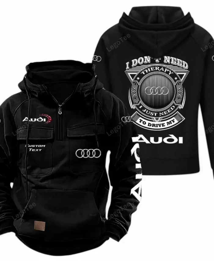Premium Vehicle Tactical Quarter Zip Hoodie, Exclusive Logo Hoodie For Car Enthusiasts CAR106 - Black