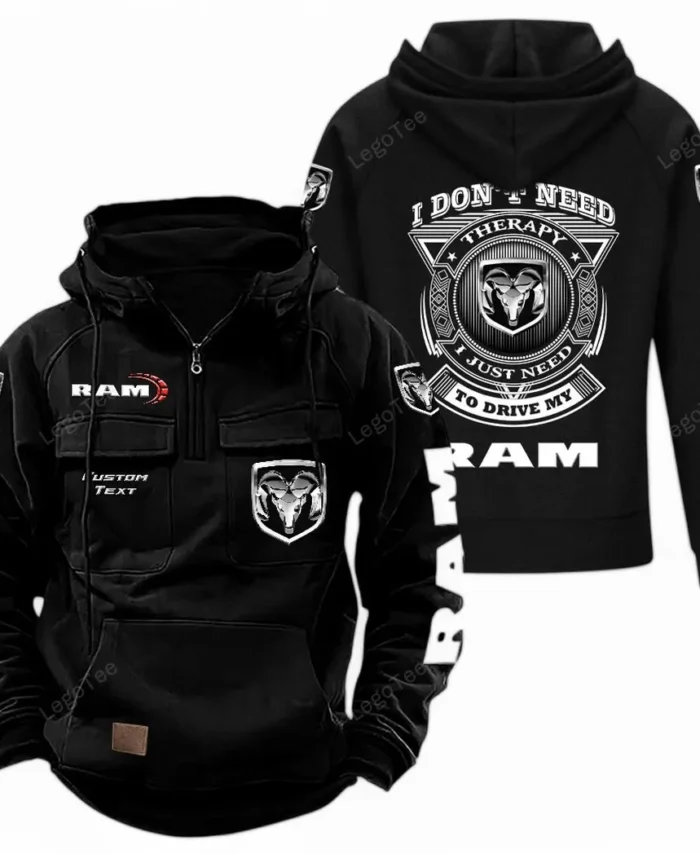 Professional Hauling Truck Tactical Quarter Zip Hoodie, Exclusive Logo Hoodie For Car Enthusiasts CAR106 - Black