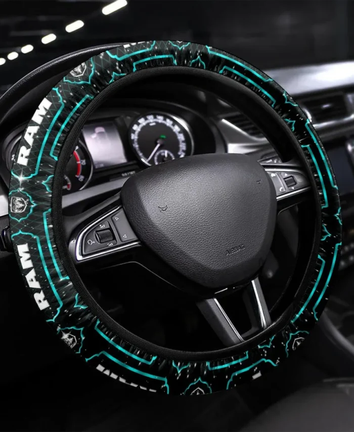 Work Truck Steering Wheel Cover 3D Print, Garage Lifestyle Wheel Cover CAR550 - Cyan