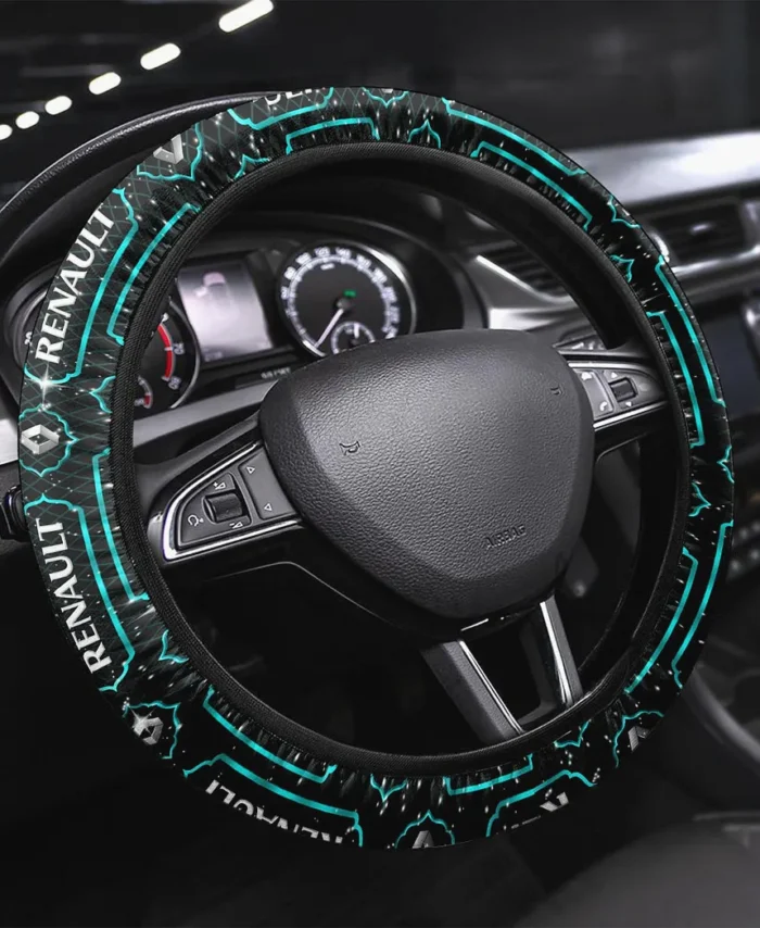 Automobile Steering Wheel Cover 3D Print, Modern Motorsport Grip Cover CAR146 - Cyan