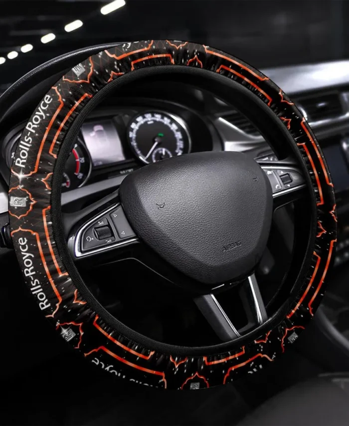 Premium Chauffeur Car Steering Wheel Cover 3D Print, High-Performance Steering Cover CAR550 - Orange