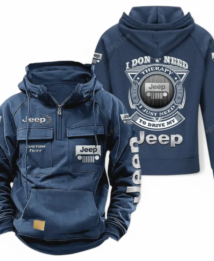 Rugged Terrain Auto Brand Tactical Quarter Zip Hoodie, Exclusive Logo Hoodie For Car Enthusiasts CAR106 - Dark Blue
