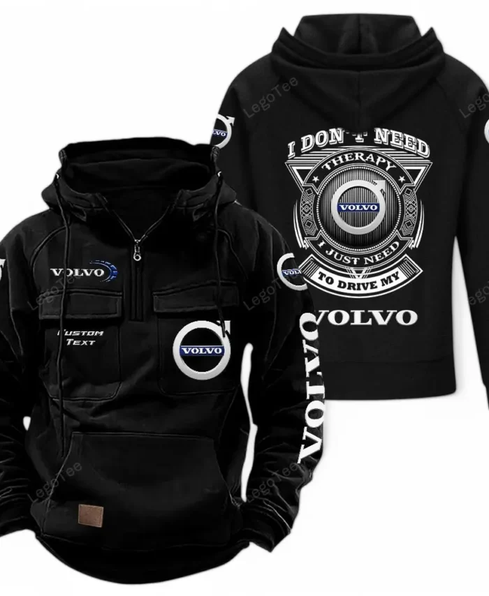 Safety-Focused Vehicle Brand Tactical Quarter Zip Hoodie, Exclusive Logo Hoodie For Car Enthusiasts CAR106 - Black