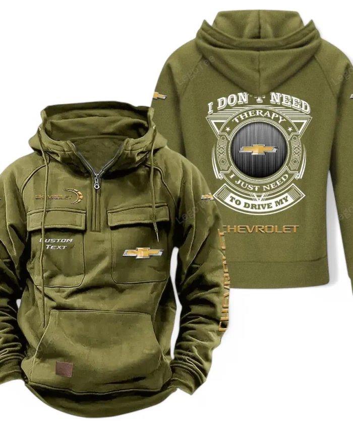 Sporty Compact Vehicle Tactical Quarter Zip Hoodie, Exclusive Logo Hoodie For Car Enthusiasts CAR106 - Army Green