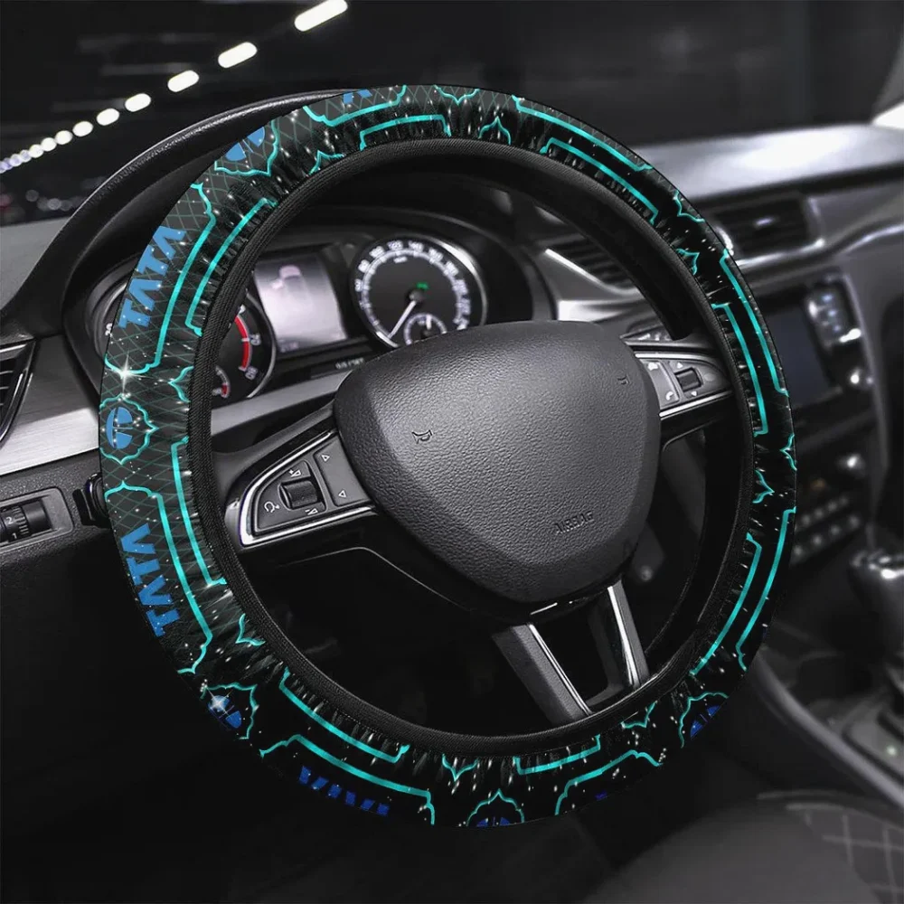 TransportPro Motors Steering Wheel Cover 3D Print, Luxury Driver Comfort Wheel Cover CAR146 - Cyan