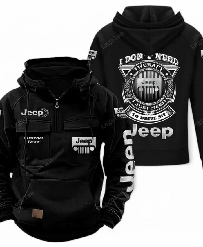 Trail-Ready SUV Tactical Quarter Zip Hoodie, Exclusive Logo Hoodie For Car Enthusiasts CAR106 - Black