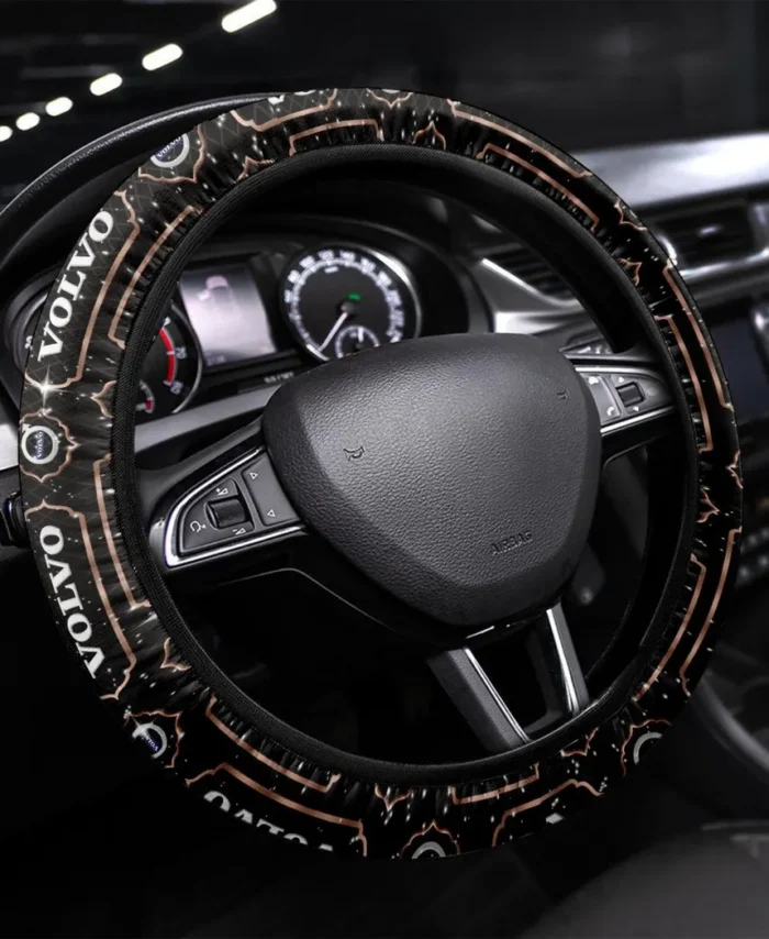 Luxury Car Maker Steering Wheel Cover 3D Print, Custom Road Grip Cover CAR550 - Brown