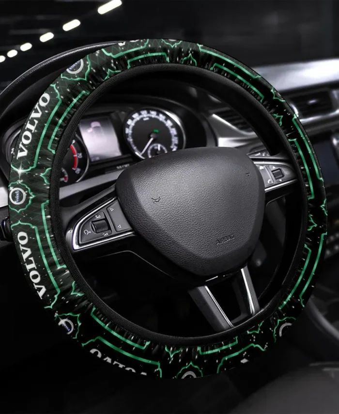 Durable Auto Steering Wheel Cover 3D Print, Sporty Road Warrior Cover CAR550 - Green