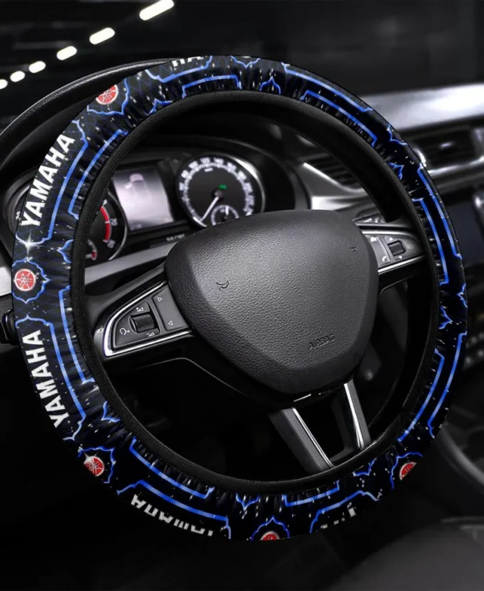 Road Motorcycle Steering Wheel Cover 3D Print, Driver's Essential Steering Cover CAR550 - Blue