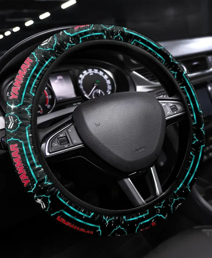 Agricultural Tractor Steering Wheel Cover 3D Print, Motorsport Style Steering Cover CAR550 - Cyan